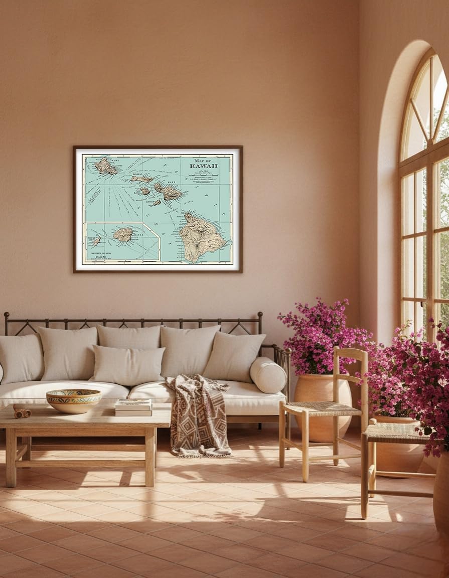 Vintage Map of Hawaii from Rand McNally Atlas c.1898 - Fine Art Matte Paper Print (Unframed) 18x24in