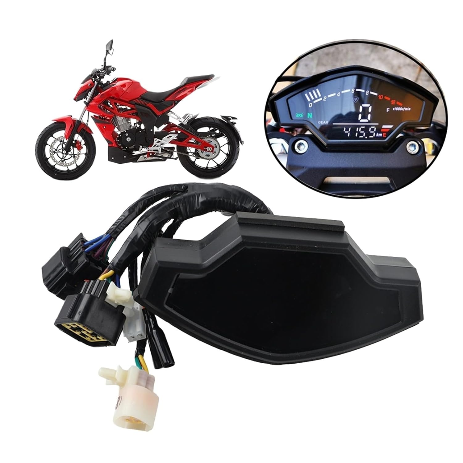 Motorcycle Speedometer Tachometer for Italika Vortx 200 Vort-X 200 Vortex Motorcycle Digital Speedometer Dashboard Tachometer Odometer Meter Instrument Display