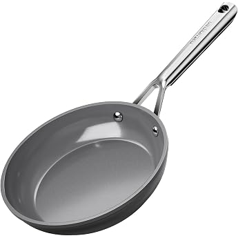 Keramik Pfanne Induktion 20cm DiamondTitan-Keramikbeschichtung Antihaft Bratpfanne mit Edelstahlgriff PTFE-frei PFAS-frei PFOA-frei Backofenfest sp lmaschinenfest Grau