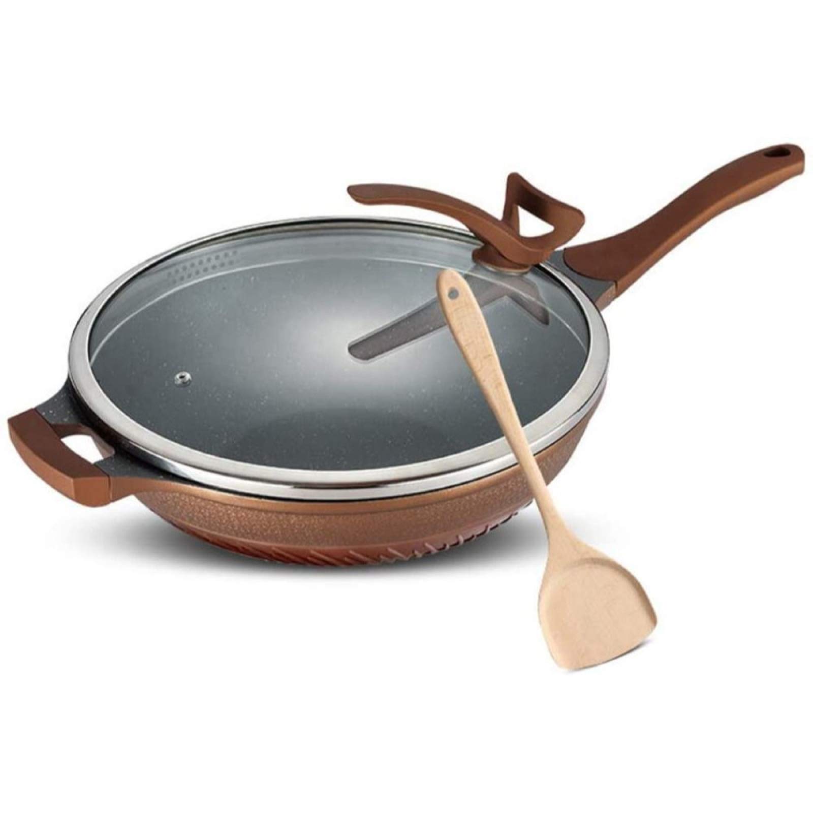 Amazon｜中華なべフラットボトム中華なべノンスティックフライパン