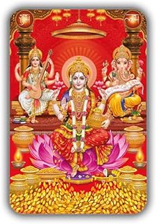 pnf Poster N Frames Laxmi Ji Ganesh Ji Fridge Magnet, Diwali Gifts, Religious framed photo (2.5x3.5 inch) Price In India