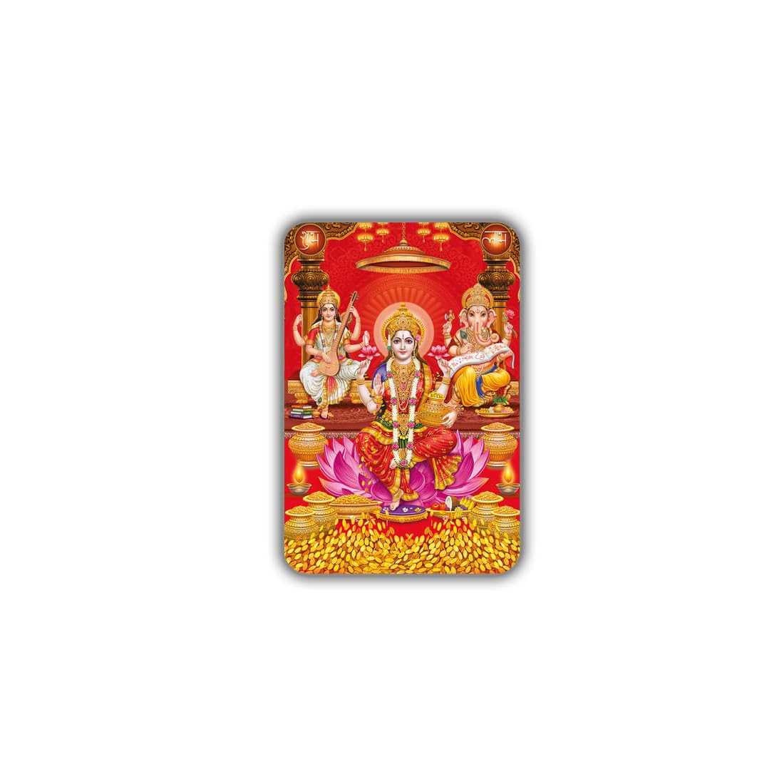 PNF Poster N Frames Laxmi Ji Ganesh Ji Fridge Magnet, Diwali Gifts, Religious Framed Photo (2.5x3.5 inch)