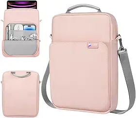 Capa Case Bolsa para tablet de 13,3 a 14 polegadas para iPad Pro M4 e Air M2 2024 de 13 polegadas, iPad Pro 12,9, MacBook Pro M3 M2 M1 Pro Max com alça (ROSA)