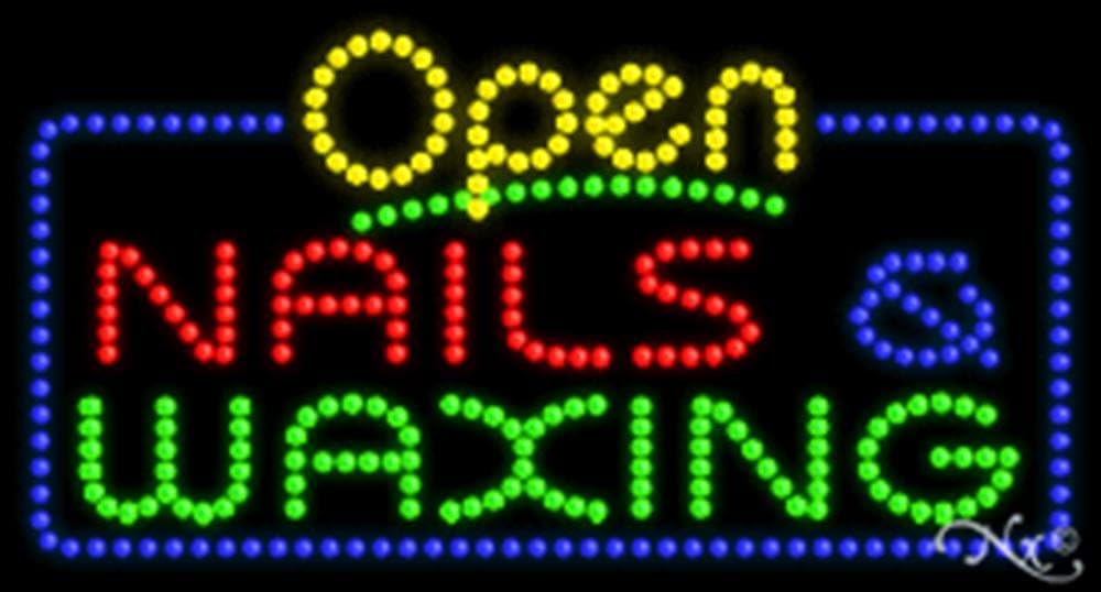 17x32x1 inches Nails & Waxing Animated Flashing LED Window Sign