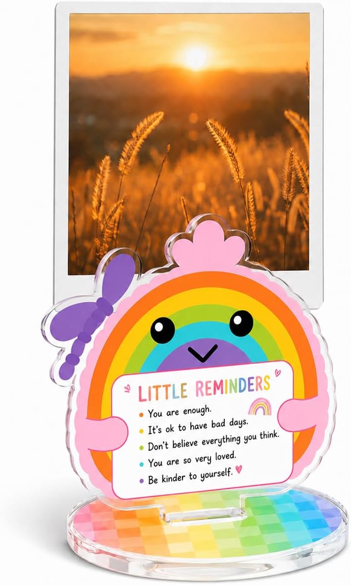 Cute Rainbow Office Desk Decor, Positive Photo Holder Motivational Gifts