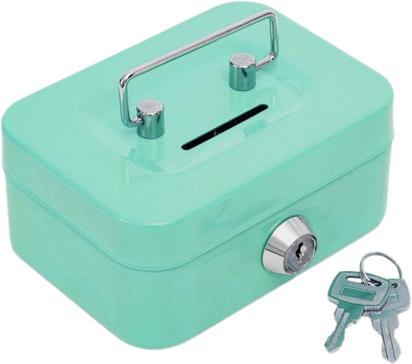 – Portable Lockable Cash Box with Key, Money Box for Home Office, Secure Money Tin Box for Cash and Valuables 4.5x2.1x3.3 inch | 11.5x5.3x8.5cm
