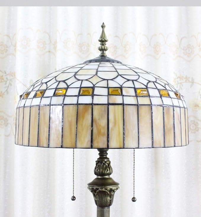 Tokira Tokira Tiffany Woonkamer Vloerlamp, Eenvoudige Stijl Gebrandschilderde Lampenkap, Handgemaakte Amber Antieke Grote Leeslamp, 64 Inch Hoog photo 2