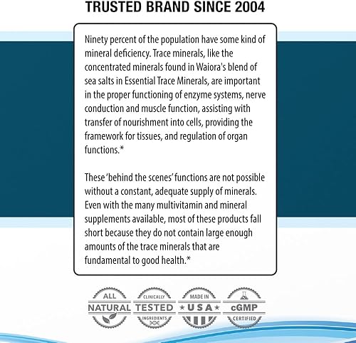 Miniatura 7 de Waiora Minerales traza esenciales  Ayuda a reponer los minerales traza clave  Más de 60 minerales de traza iónicos  Apoya las funciones esenciales