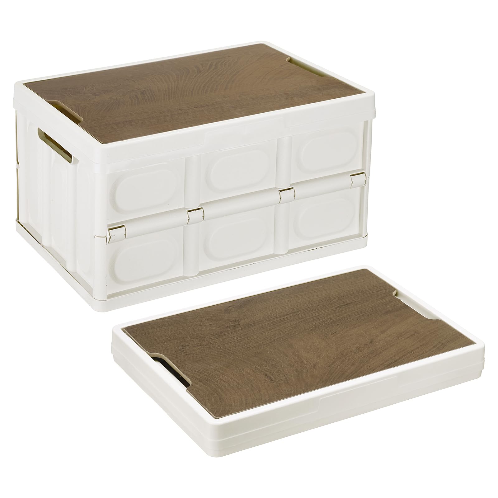 QUARKZMAN Bins De Almacenamiento Con Tapa 26.4 Quart Caja Plegable Blanco | 1 Pieza, Bin De Almacenamiento Plegable Con Asas, Bin De Almacenamiento Apilable, Para Camping Hogar Y Oficina