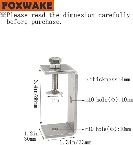 Miniatura 2 de Abrazaderas C de acero inoxidable de 3.2 pulgadas para montaje, abrazadera en U de metal resistente para trabajo de metal, abrazadera de escritorio