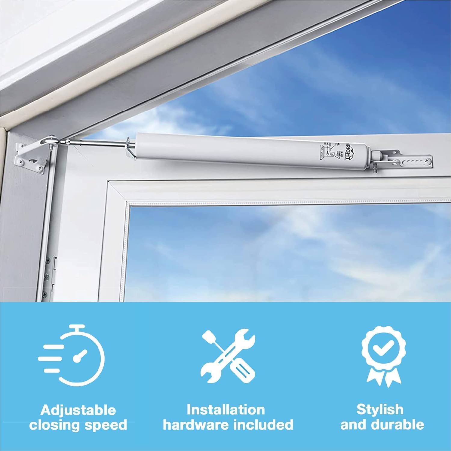Wright Products EZ-Hold Dual Closer System with Hold Open Feature, Smooth Closing Motion – Fits Medium to Heavy Weight Doors – Ideal for New Installations or Replacements (White)