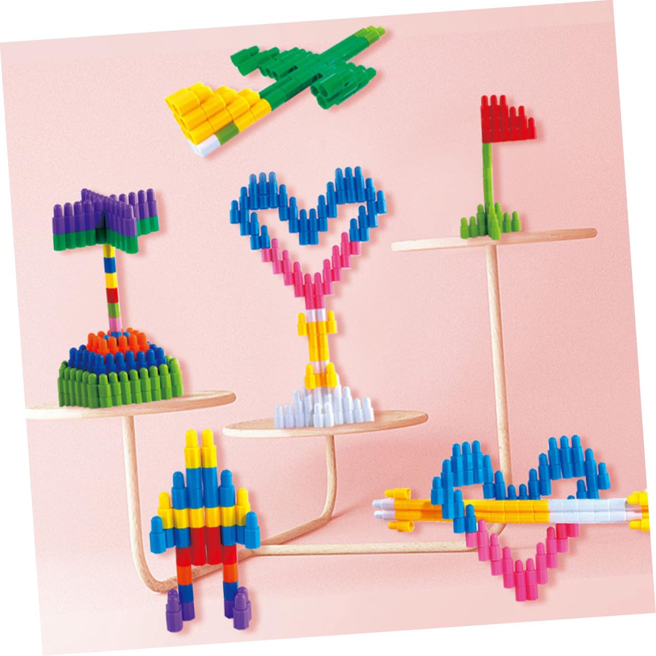 Beaupretty Set 270 Pezzi Mattoncini Costruzioni per Ragazzo Ragazza in Plastica, Educativo e Facile da Tenere, Gioco Creativo per Sviluppo Cognitivo e Divertimento Colore Casuale