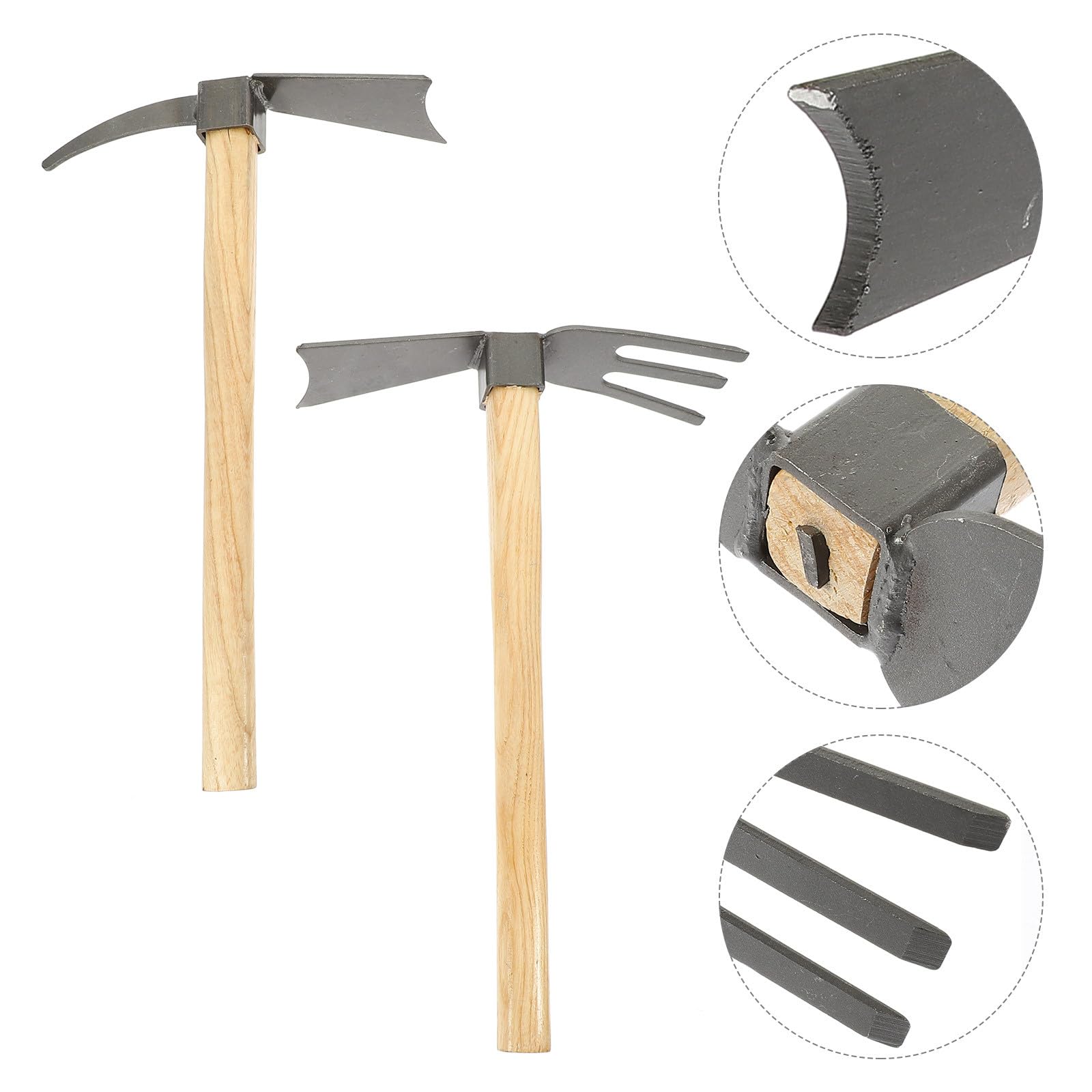 DOITOOL Set 2 Pezzi Attrezzi per Orto Piccola in Acciaio Manganese e Manico in Legno, Antiscivolo per Giardinaggio All'aperto