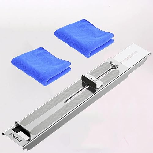 Miniatura 8 de Kit de piedra de afilar cuchillos de puente de fregadero antideslizante, soporte de piedra de afilar ajustable de acero inoxidable de gran tamaño