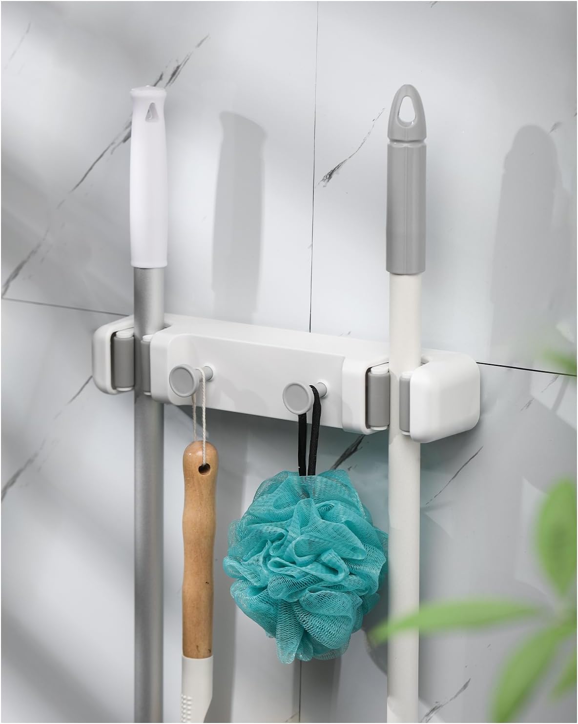 Broom Holder Wall Mount, Broom Storage Rack Hanger Mop