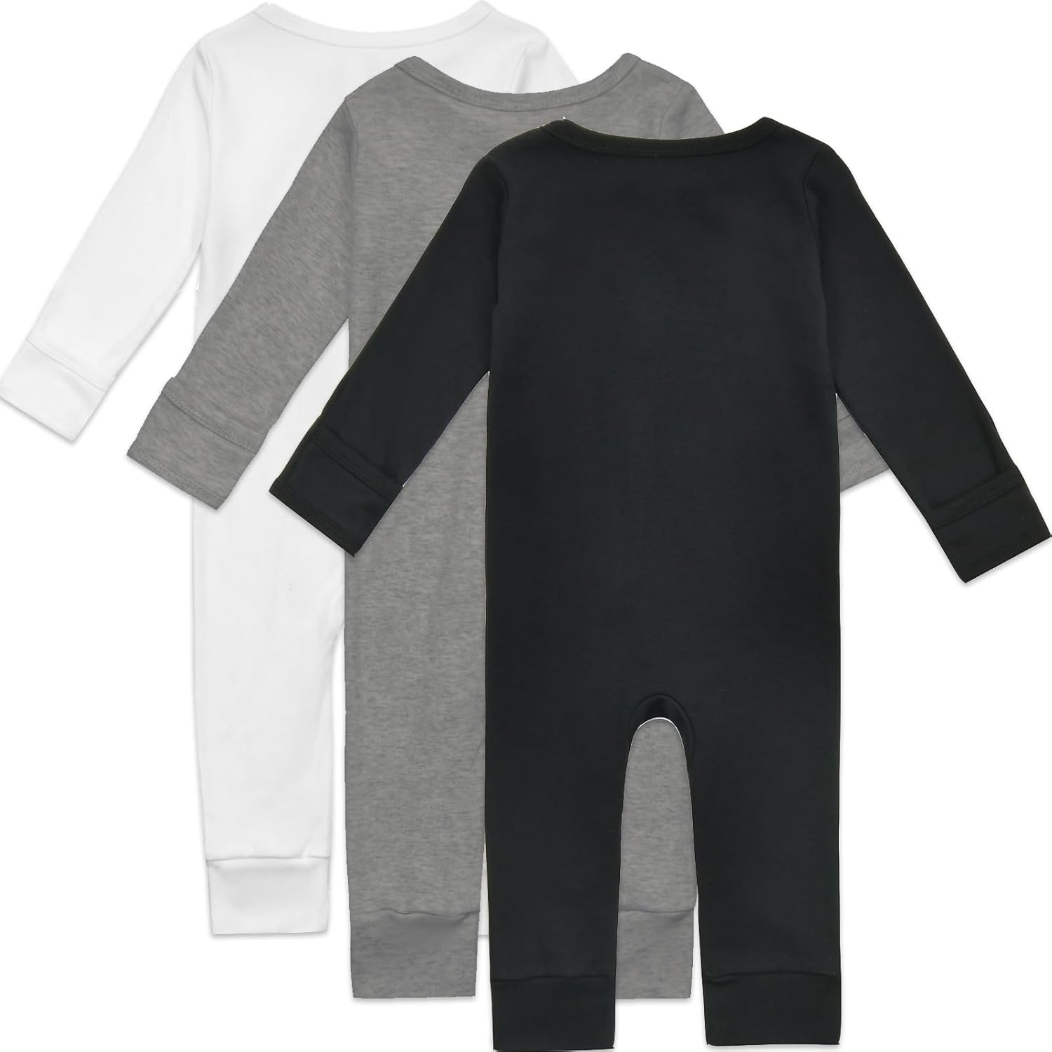 Aablexema 3-Pack Organic Cotton Baby Footless Pajamas with Mitten Cuffs, 2-Way Zipper Infant Romper Outfit - Image 2