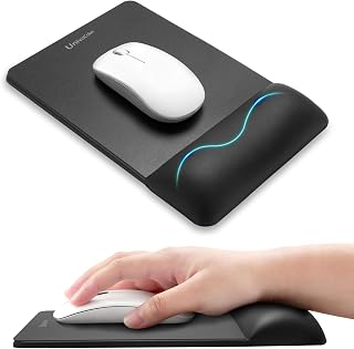 univo colors Mini Size Mouse Pad for Business Trips and Travel,Premium PU Material,Ergonomic Design,Smooth Mouse Operation with Hard Plate,Reduces Fatigue(Black)