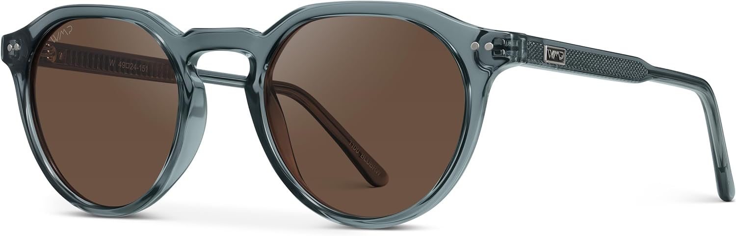 WMP Eyewear - Men's Modern Geometric P-3 Round Retro Polarized Sunglasses, Lightweight Acetate Frame, Premium UV Protection - Image 4