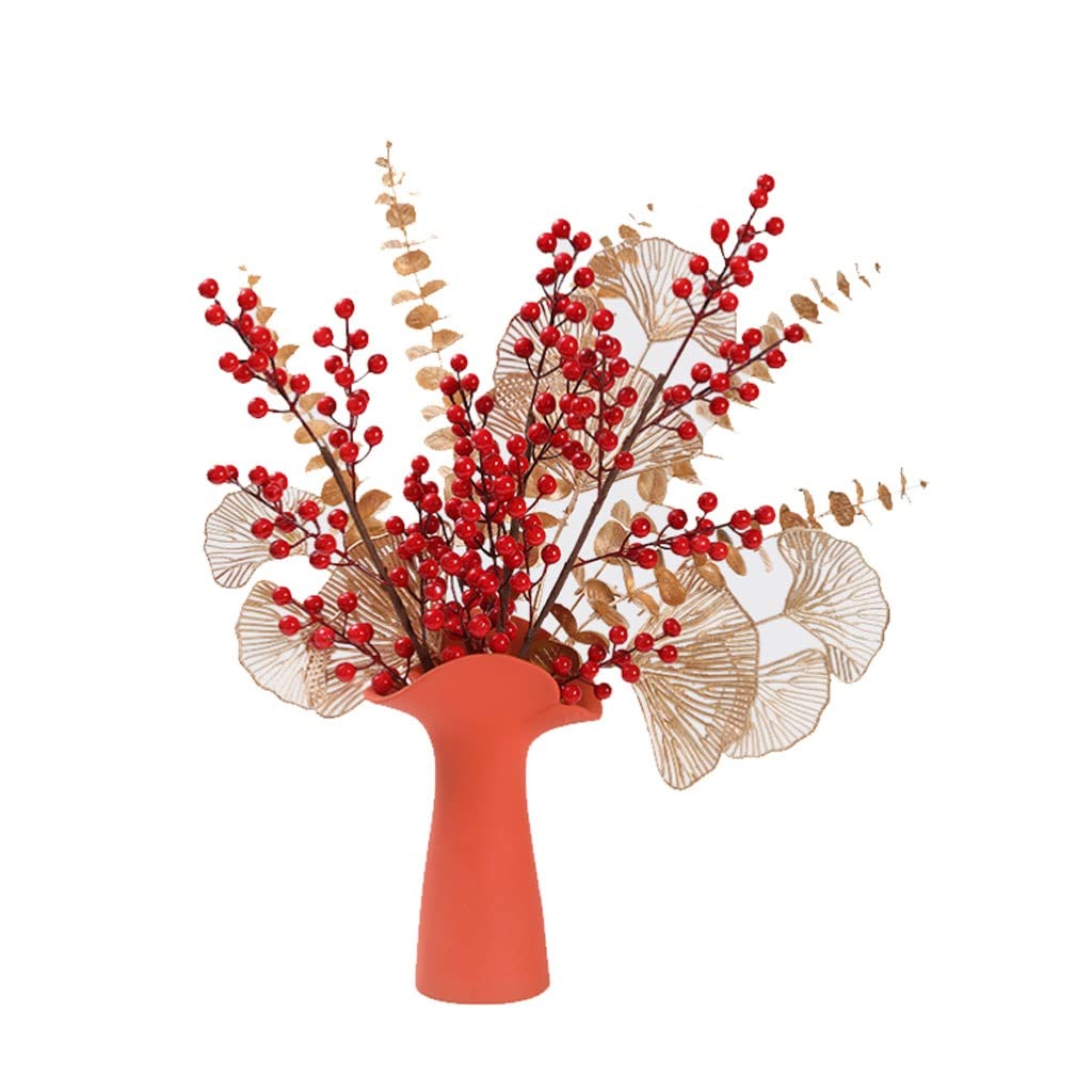 Bouquet de fleurs artificielles en soie haut de gamme avec vase de decoration interieure