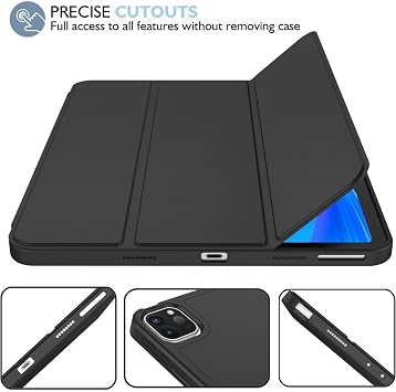 Fogy İpad Pro 11 1/2/3/4.Nesil 2018-2023 ile Uyumlu Kılıf Kılıf Kalem Bölmeli ORJ Smart Case Kabak, Pudra
