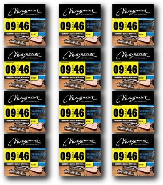 Magma Electric Guitar Strings - Custom Light Stainless Steel Electric Guitar Strings .009" - .046" (09-46 gauge) - GE130S - 12 Sets