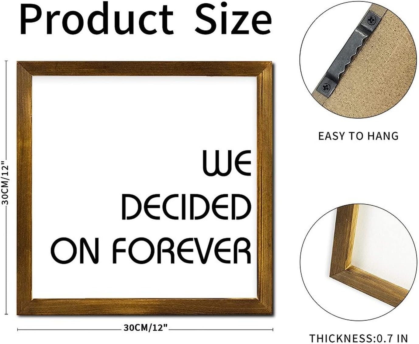 We Decided on Forever Framed Wooden Sign Christian Quote Wooden Plaque Rustic Home Wall Decoration for Home Bathroom Indoor Kitchen Garden Housewarming Gift 12x12 Inch