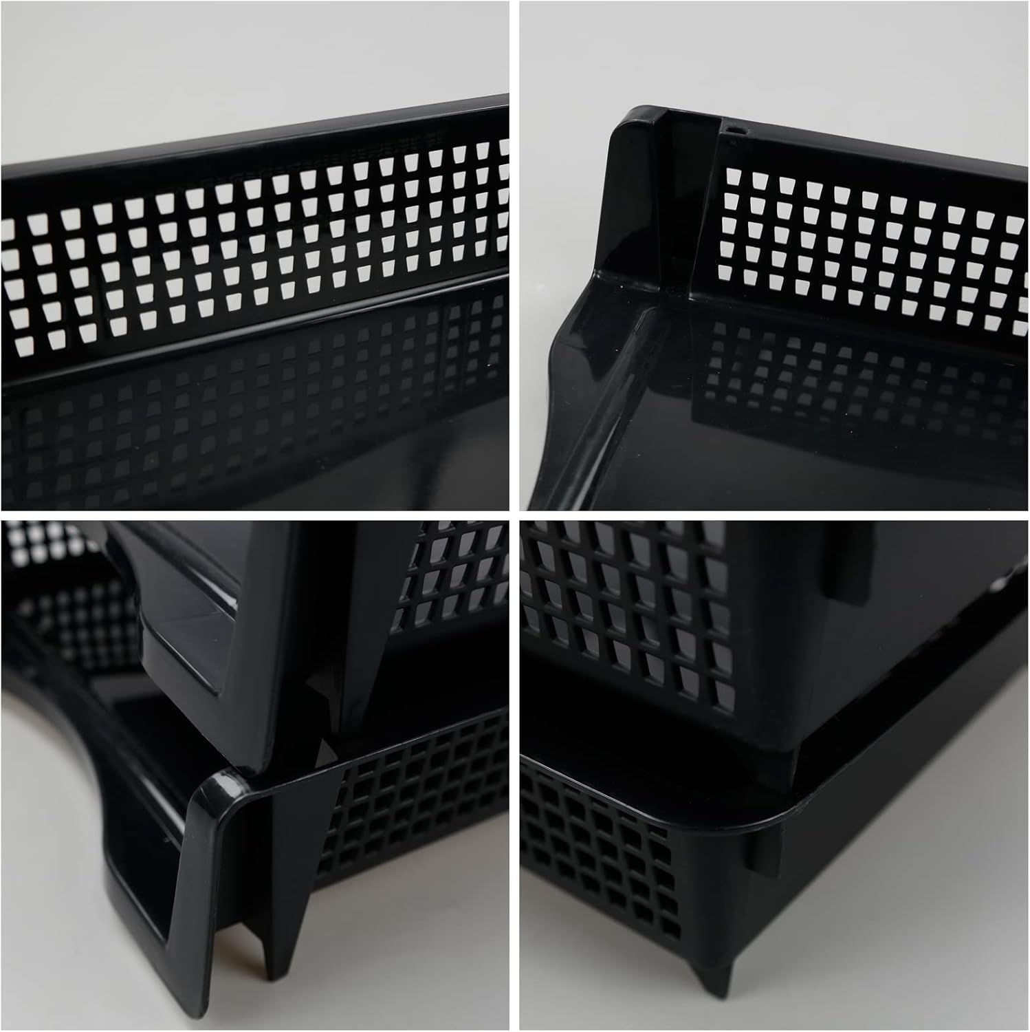 6-Tier Stackable Office Paper Tray, Plastic Stackable Letter Tray, Black