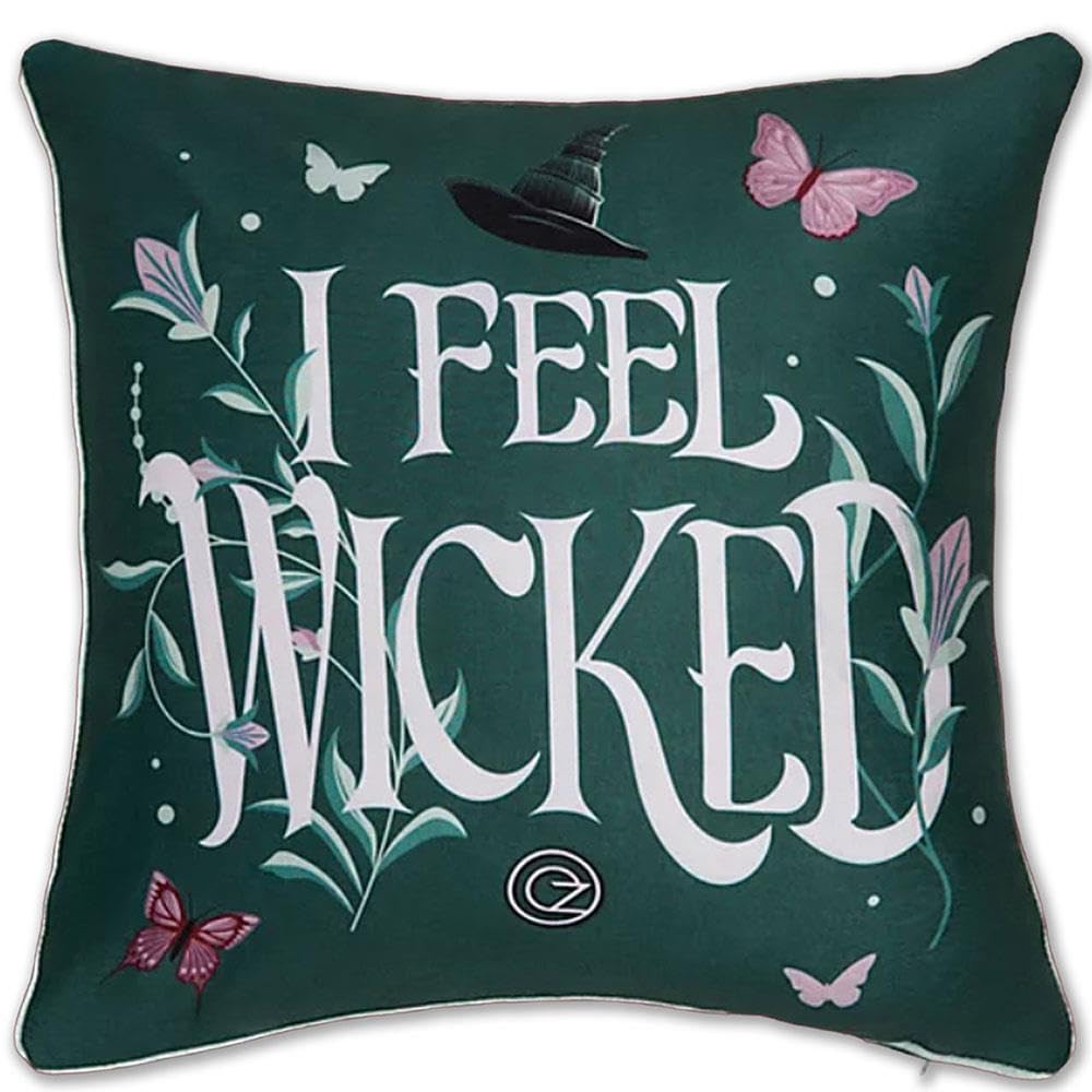 dreamtex Wicked 'I Feel Wicked' Pre-filled Cushion Soft Bed Cushion for Kids Bedroom Green 45x45cm (CU2-WIC-IFW-12)