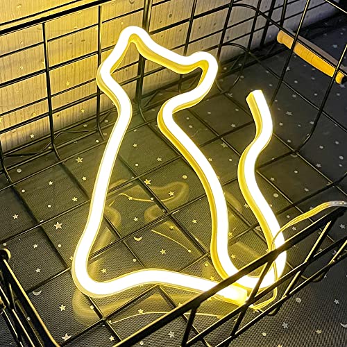 UExnkj-Y Enseigne Chat Néon LED Neon Animaux Néon Mural Blanc Chaud Néon Alimenté par USB ou Batterie Neon Light pour Chambre Chevet Décoration de La Maison Fête Décoration Murale – vue 5