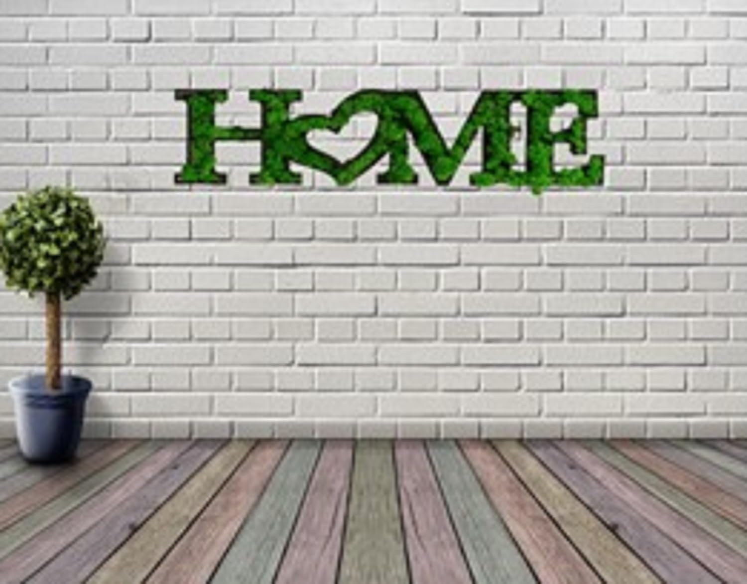 Family Wall Art with Preserved Green Moss Artistic and Sustainable Home Décor, Unique Natural Design words Happy, birds, LOVE, HOME, WELCOME big size (L31.5 x 8.5 inch)