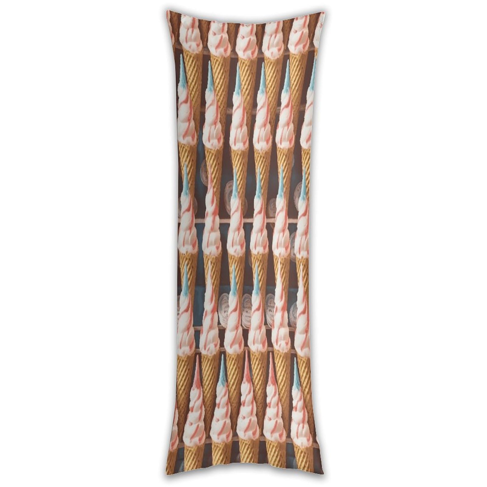 Ice Cream Cones Fifties Time Pillow Cases Breathable Vertical Long Pillowcase Body Pillowcase with Hidden Zipper Closure Soft and Cozy Pillow Cover 20x54 Inches for Bedroom Couch