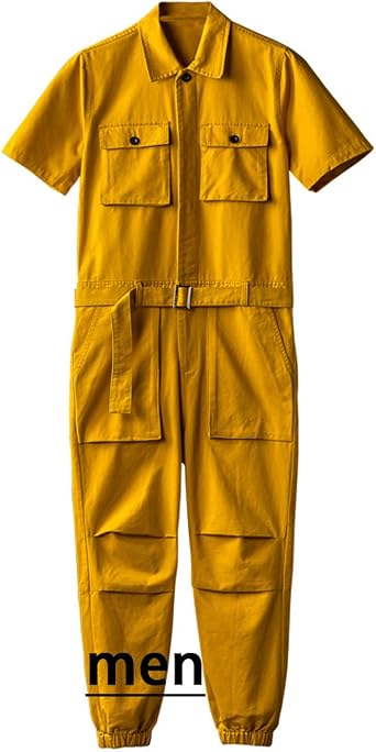 Snoly Unisex Short Sleeve Button-Front Flight Suit, Twill Stain & Wrinkle Resistant Work Coverall, Action Back Jumpsuit