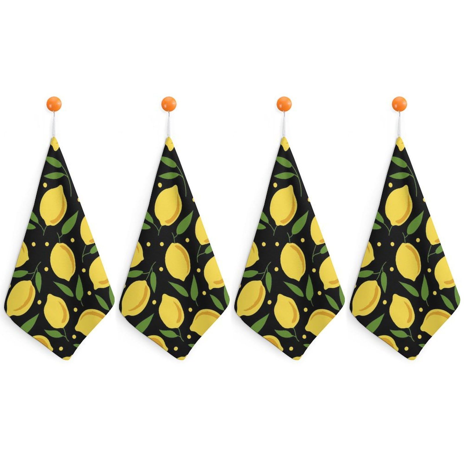 LEDFCVSU 4 Piece Hanging Hand Towels, Cartoon Lemon Small Dry Hand Towel for Kitchen Bathroom
