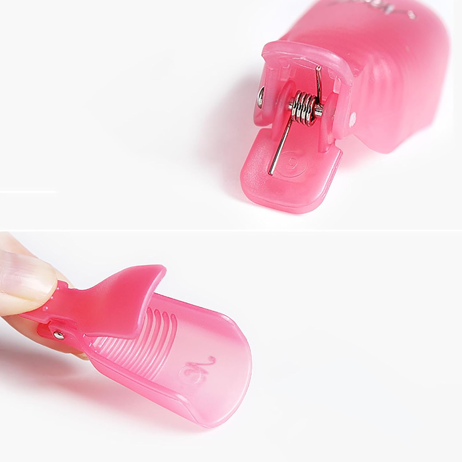 10 Pcs Nail Polish Remover Clips Acrylic Nail Art Soak Off Caps Gel Polish Remover Wrap Tool Nail Cleaner Cap Clip Pink