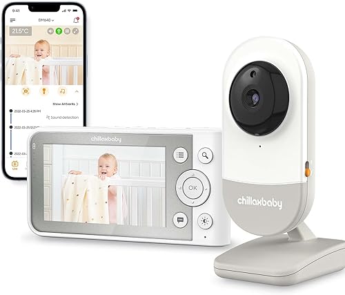 Chillax Daily Baby DM640 - Monitor de bebé WiFi con cámara y unidad de control, pantalla de 4.3 pulgadas, cámara HD, interruptor de protección de