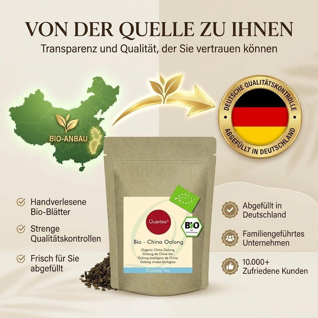 Té orgánico Oolong – China Oolong té orgánico – 500 g – sin aditivos ni sustancias aromáticas para más de 200 tazas de té suelto de Quertee