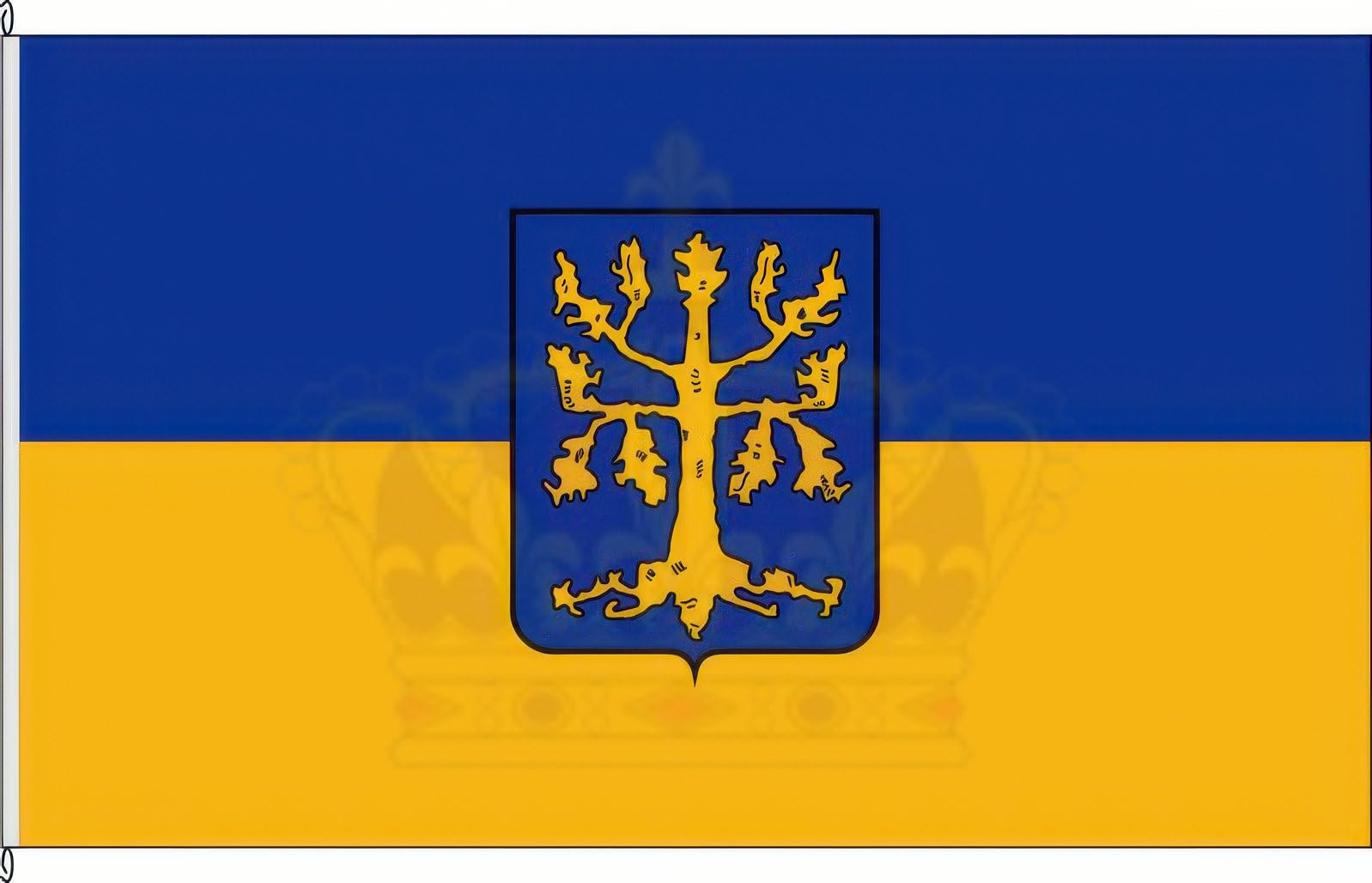 Zertifizierte Flagge Fahne Hagen (o.W.) - HA 150 x 400cm - Bannerflagge mit Holzquerstab und Met.Karabinerhaken aus deutscher Flaggen-Manufaktur
