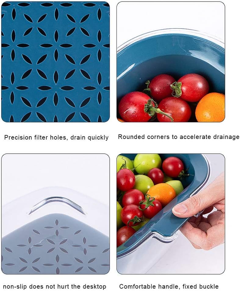 Colander 2 in 1 Kitchen Colander Strainer Bowl Plastic Double Drain Basket Bowl Detachable Storage Basket for Washing Fruit Vegetable Colanders/Strainer (Color : Green) (Yellow)