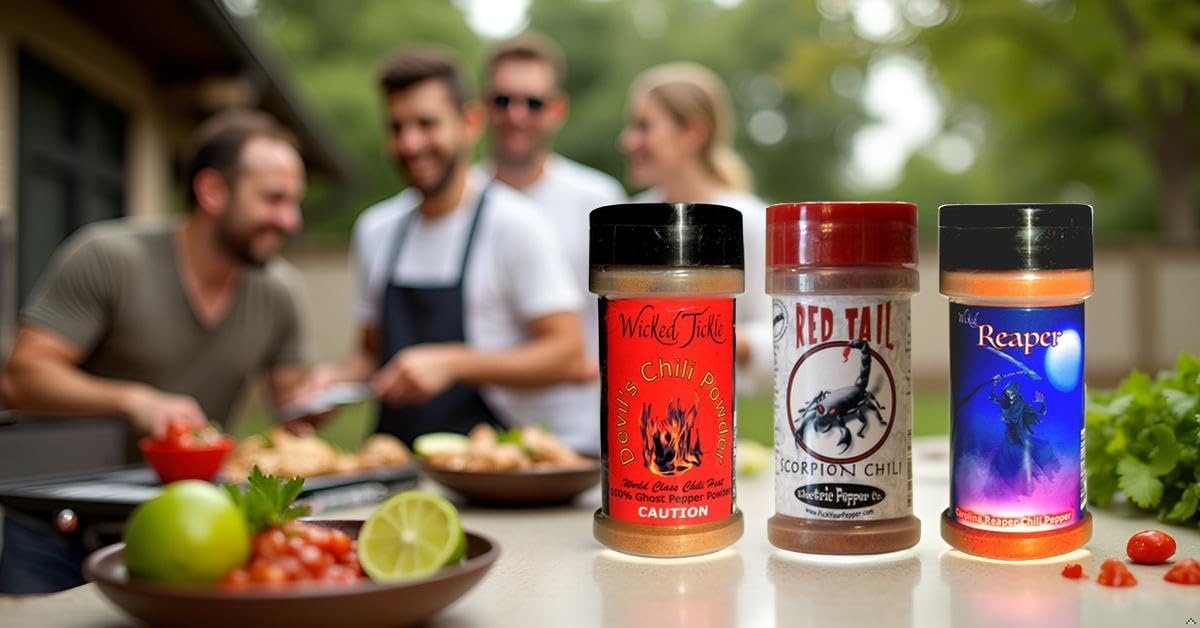 Wicked Reaper Extreme Chili Powder Gift Set, 3 Pack – Ghost, Scorpion, Carolina Reaper, 2 oz Bottles