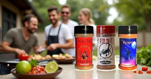 Miniatura 7 de Wicked Reaper Extreme Chili Powder Gift Set, paquete de 3 – Ghost, Scorpion, Carolina Reaper, botellas de 2 onzas