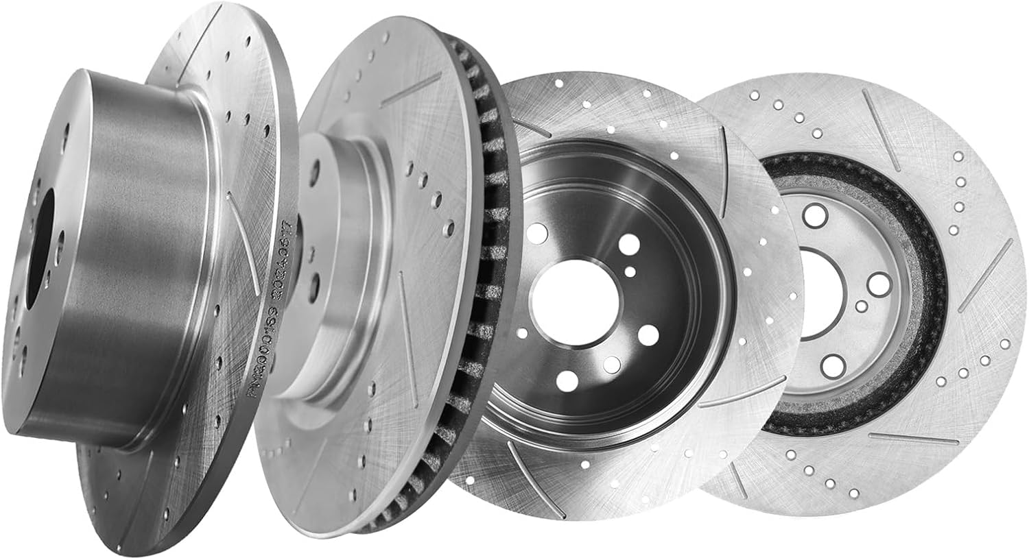 PM Auto Set of 4 Front 296mm-Rear 281mm Drilled Slotted Brake Disc Rotors Replacement For 2012-2017 Toyota Camry