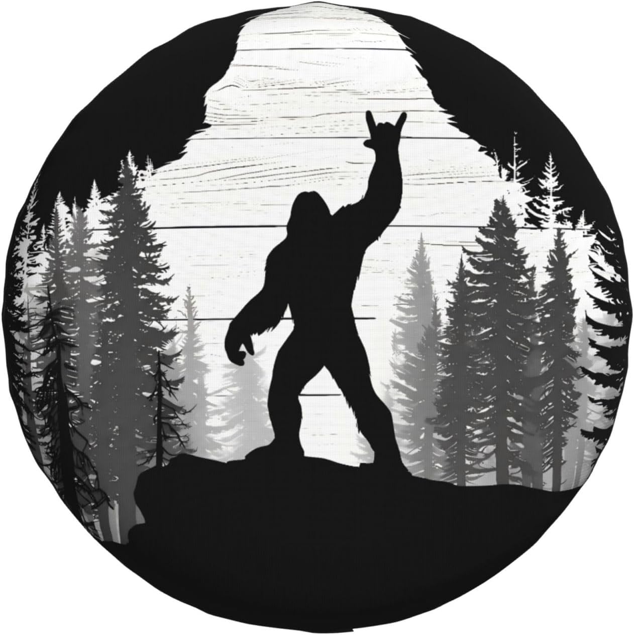 Bigfoot Rock Rock Spare Tire Cover for RV Camper SUV Truck, Waterproof Polyester Tire Wheel Cover, Universal Fit Outdoor Spare Wheel Protector with 15in