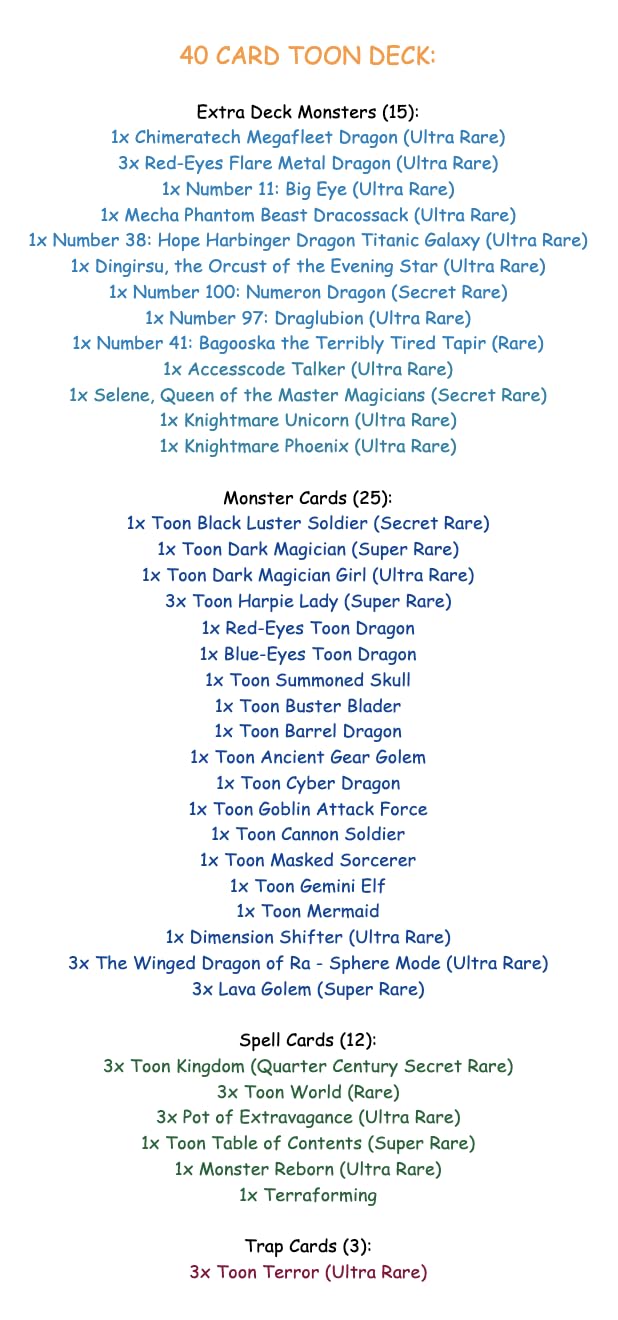 Amazon.com: Yu-Gi-Oh! Yugioh Complete Toon Deck Tournament Ready! Kingdom  Black Luster Soldier Dark Magician Blue-Eyes Red-Eyes : Toys & Games