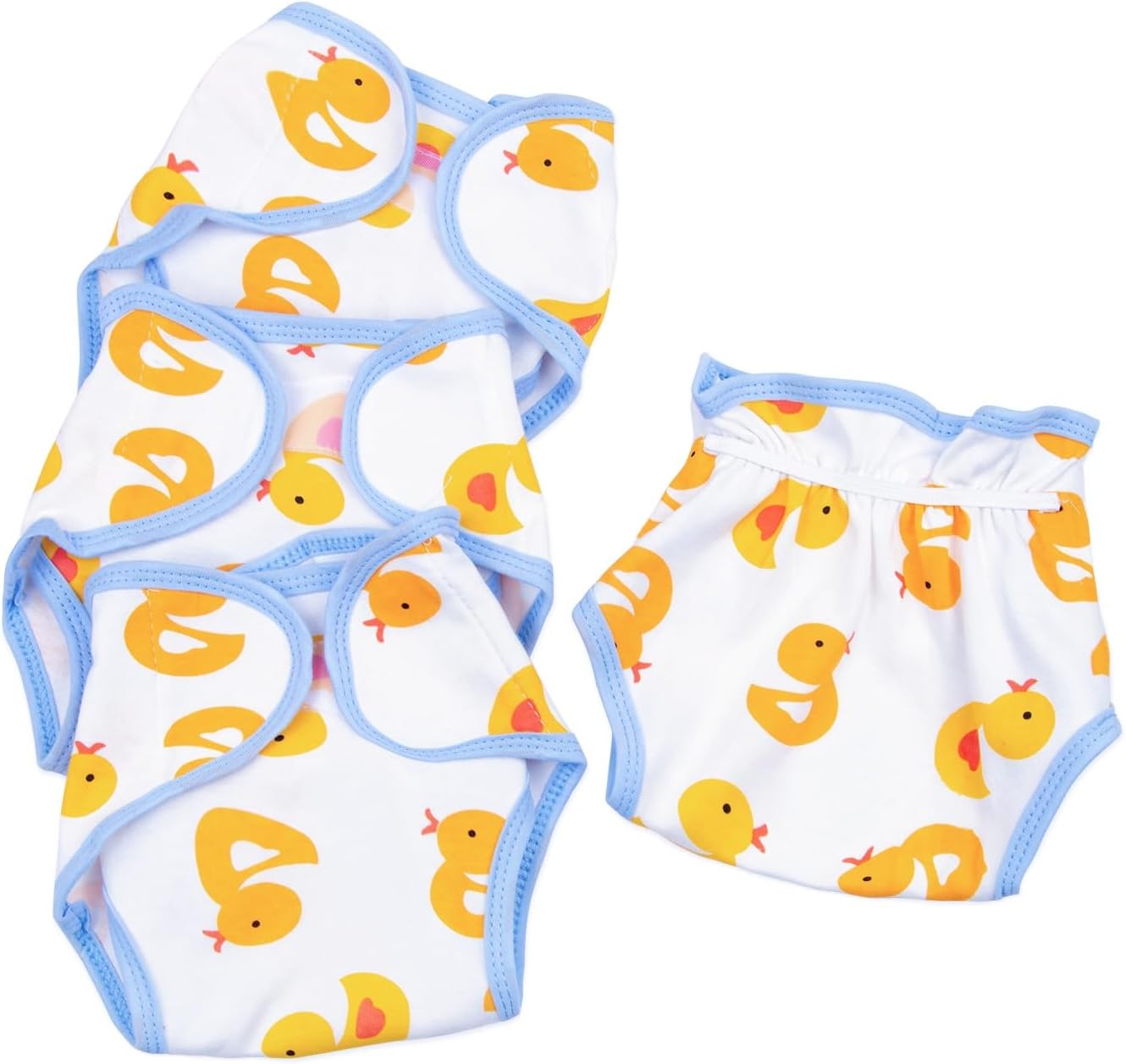 Reborn Baby Doll Diapers Underwear Accessories for 17-22 Inch Reborn Doll Diapers Washable Reusable Yellow Duck 4 PCS Set