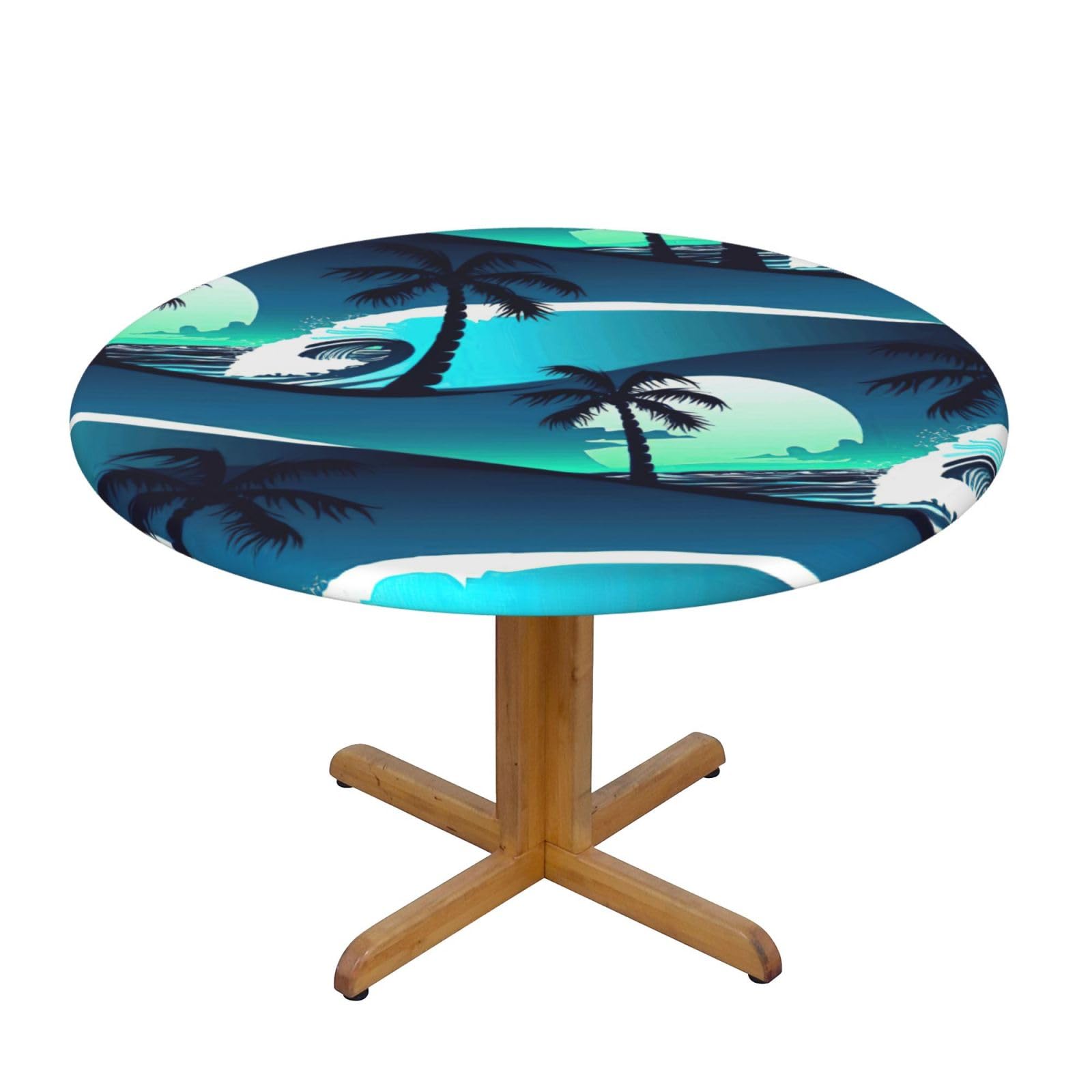 Skateboard With Palm Trees Wave Print Wipe Clean Oval Tablecloth Stain-Resistant Dining Table Accessories Table Protector For Home