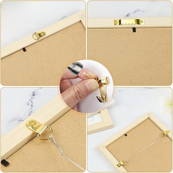 Colgadores de Cuadros Kit, 282 Piezas Ganchos Resistentes de Marcos de Fotos con Clavos Ganci da Parete Antitraccia 10 - 75 libras para Colgar Fotos Lienzo Reloj Espejo Obra de Arte Dorados - 3