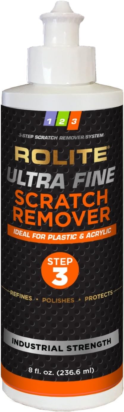 Rolite Ultra Fine Scratch Remover (8 fl. oz.) for Plastic & Acrylic Surfaces Including Marine Strataglass & Eisenglass, Headlights, Aquariums