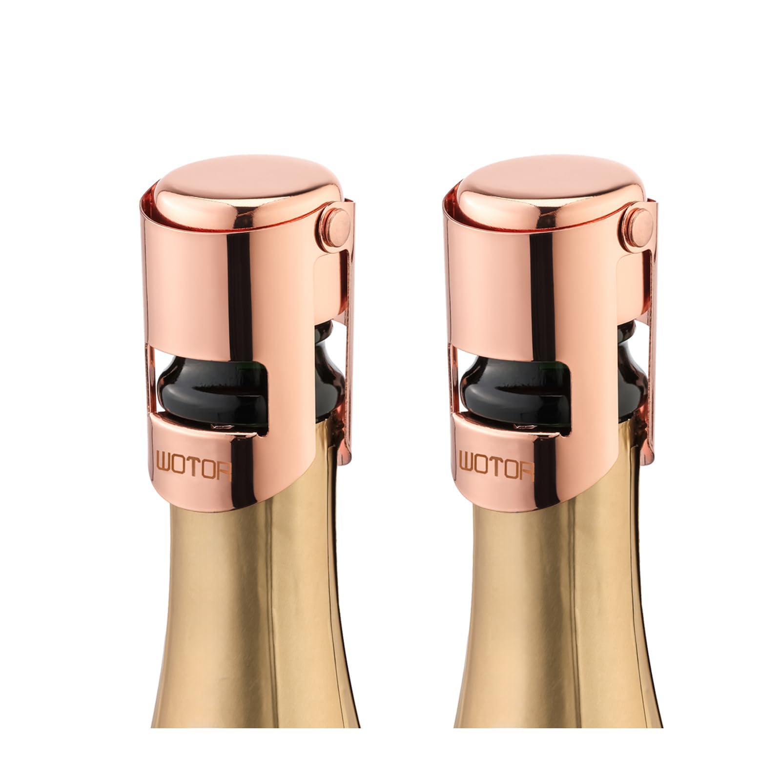 WOTOR Champagne Bottle Stoppers, Stainless Steel, 2 Pack (Rosegold)