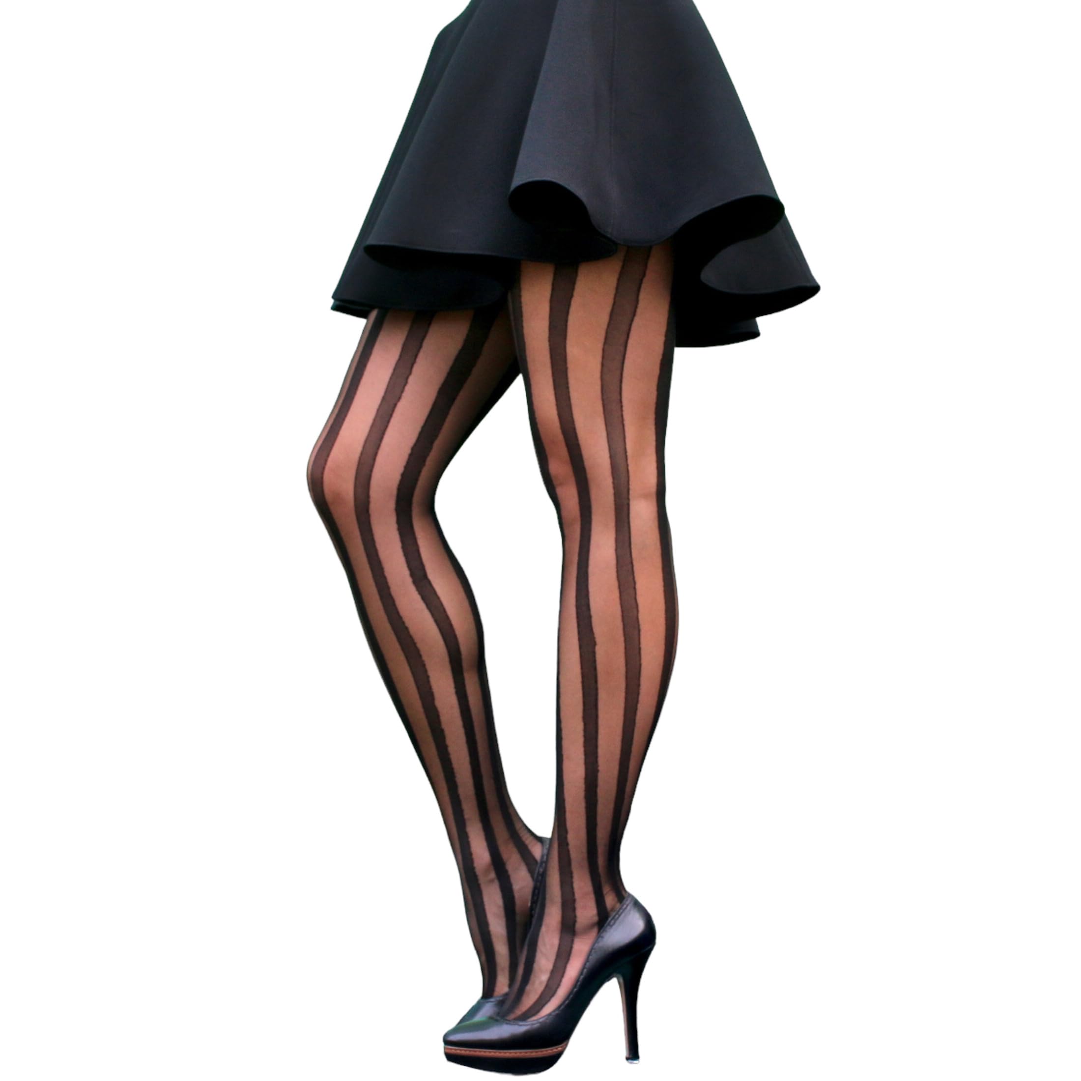 Millennials In Motion Patterned Tights, Pinstripe, One size