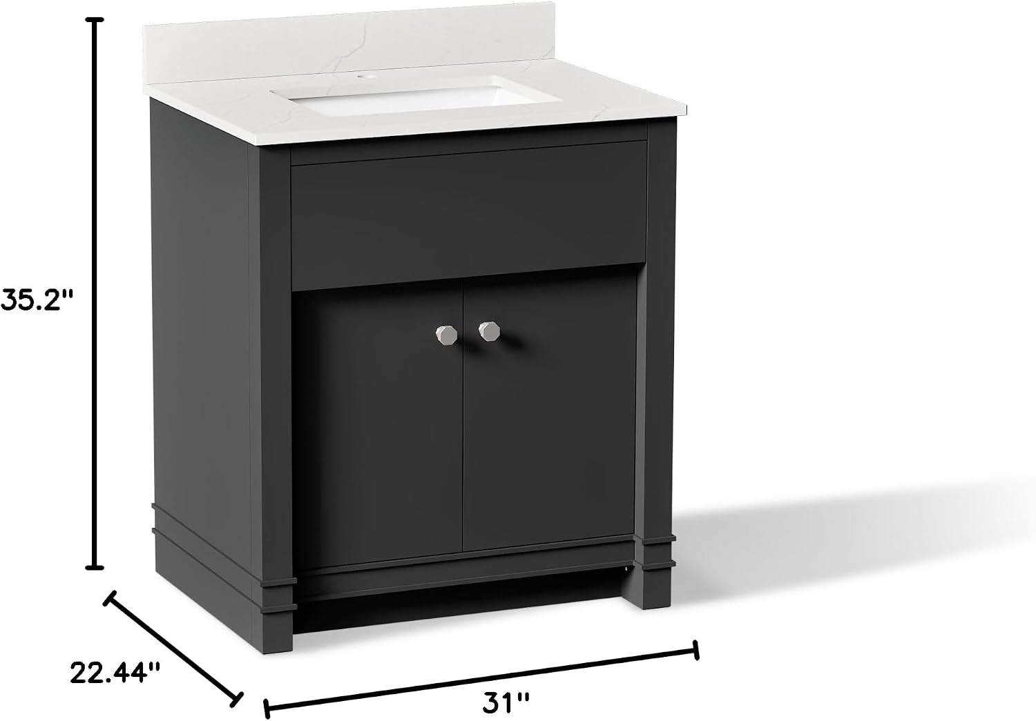 Kohler 33265-DWG Alouette™ 30" Bathroom Vanity Cabinet with Sink and Quartz top, Ferrous Grey